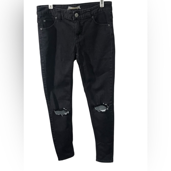 Free People Black Distressed Jeans Sz 25 - Picture 1 of 8
